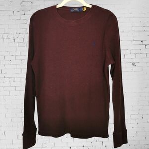Polo Ralph Lauren Burgundy Long Sleeve Crew Neck Thermal Sweater - Sz L